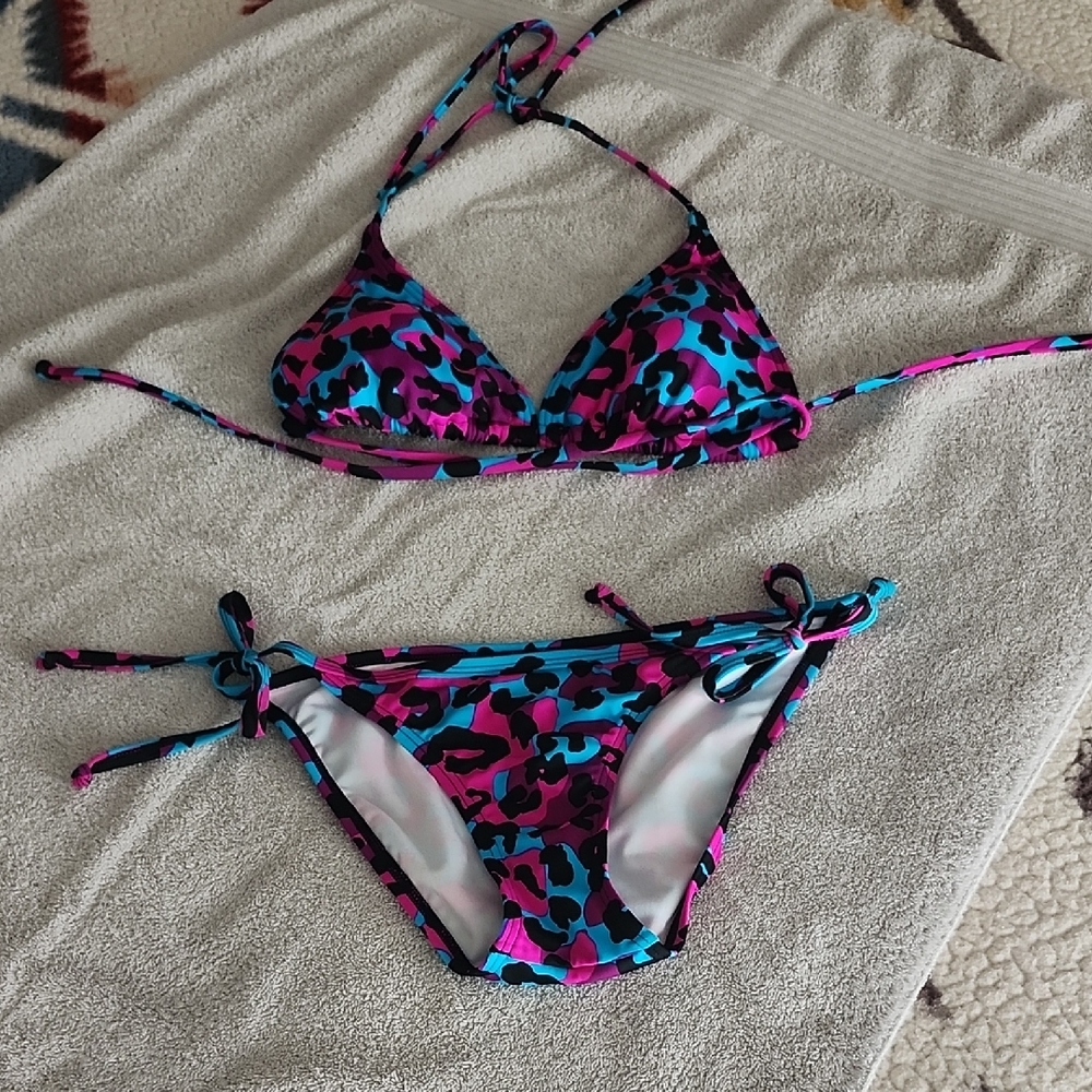 Arizona Jean Company Kids Bikini - Pink and Blue Leopard